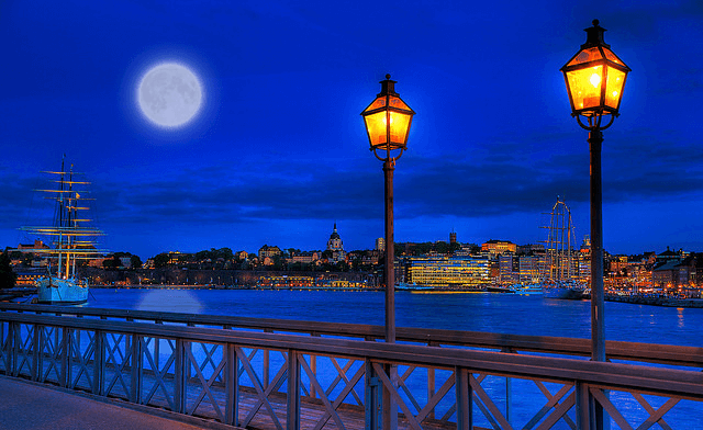 Spring Moon over Stockholm